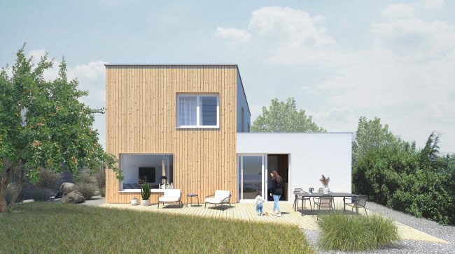 KUK šikmý rodinný dom vizualizácia exteriér architektonická štúdia